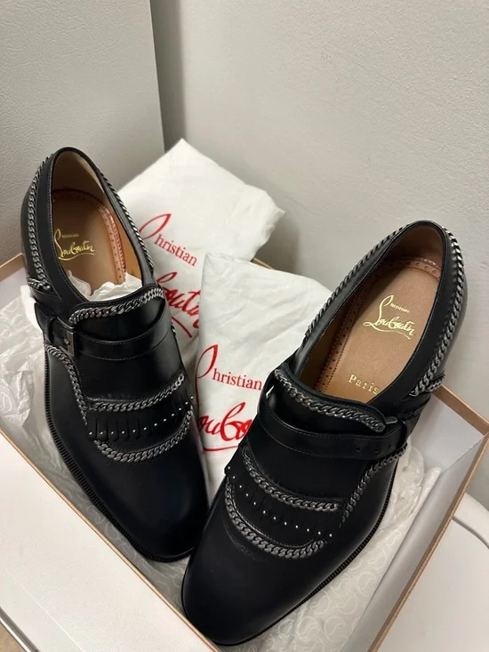 Christian Louboutin MONKOCHAIN Single-Monk strap Leather Chain Loafers (Men : 9) - Picture 14 of 17